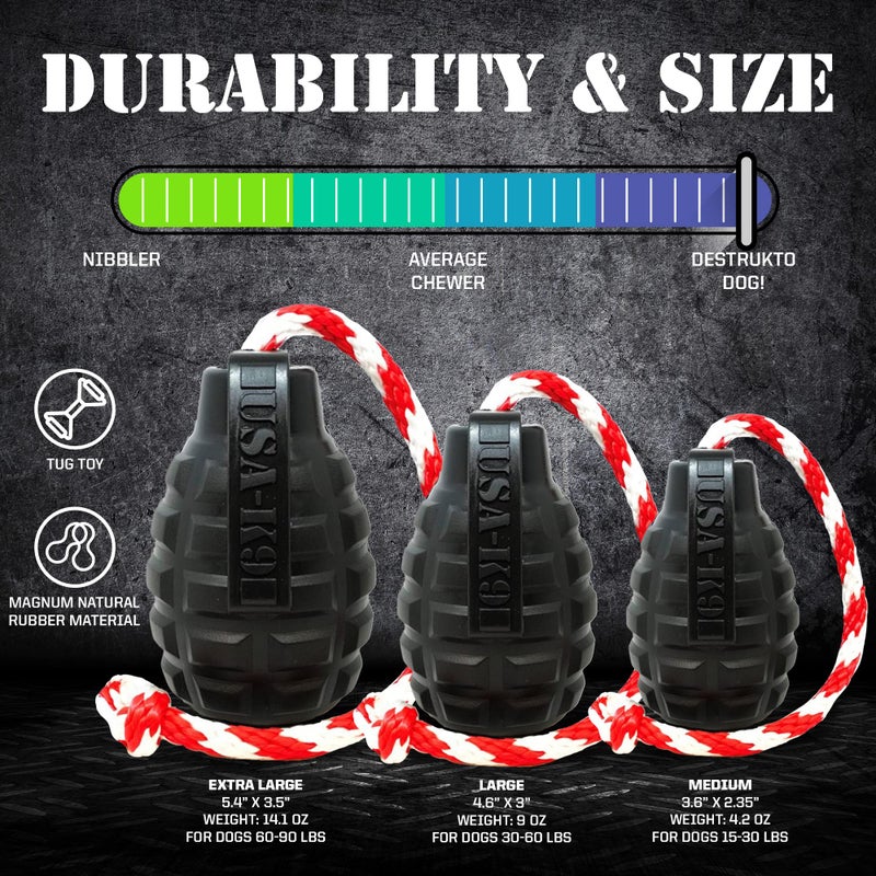 SodaPup USA-K9 Magnum Grenade â€“ Dog Tug Toy, Chew Toy & Treat Dispenser Made in USA from Our Most Durable Non-Toxic, Pet-Safe, Food Safe, Natural Rubber for Strengthening Bond, Exercise, & More - Image 5